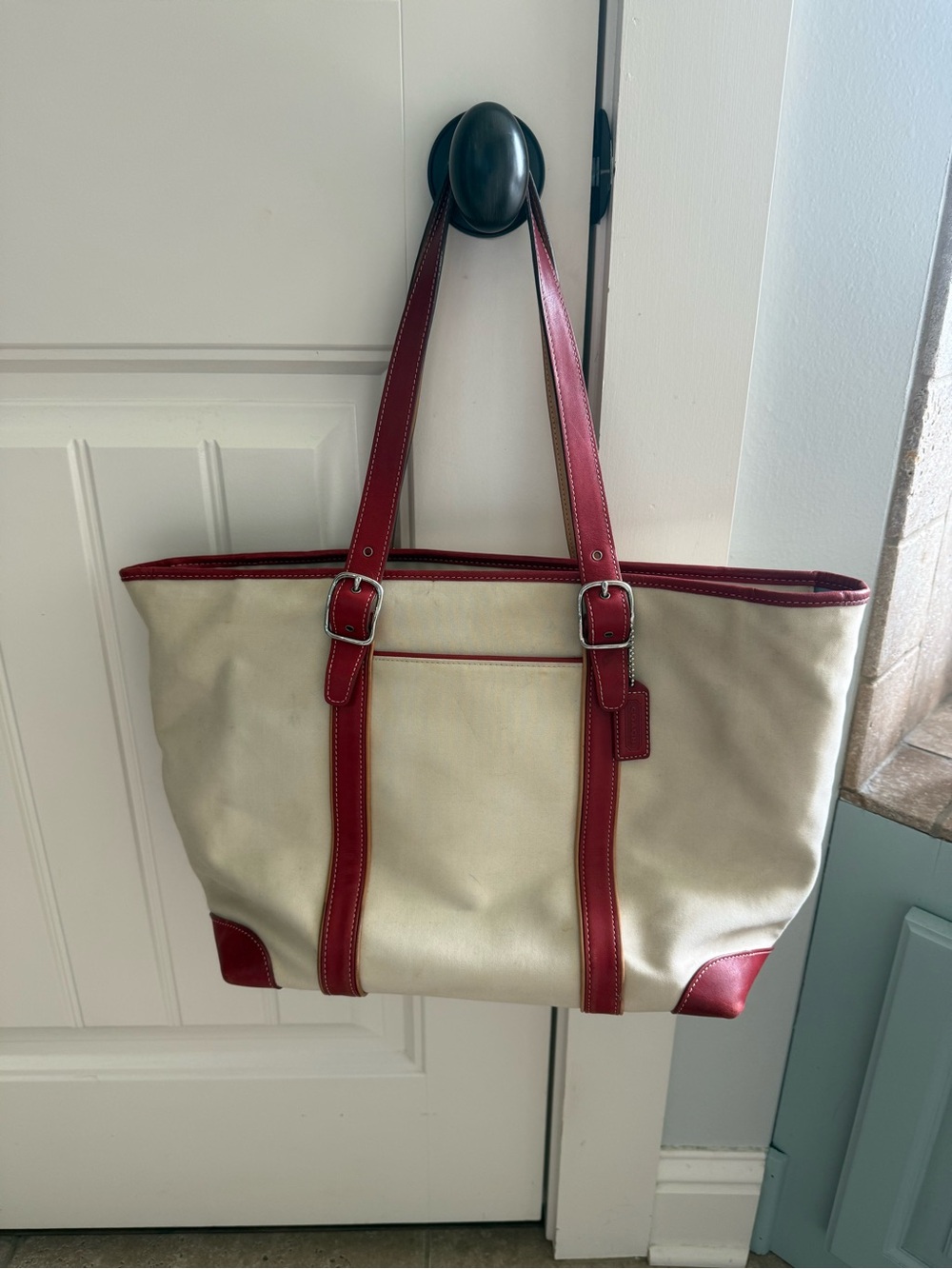 COACH HAMPTON
LEGACY WEST 7740
Canvas red Leather Tote Bag Shoulder Purse